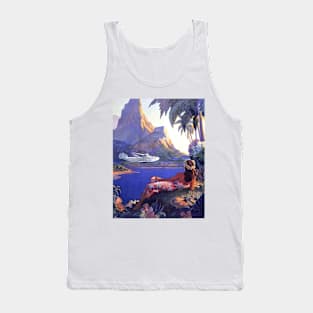 South Sea Islands Girl Seaplane Paradise Tank Top